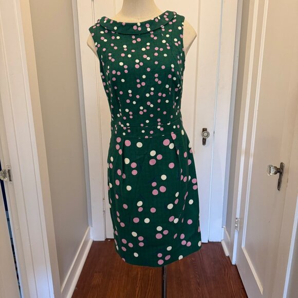 Boden Martha Shift Sleeveless Polka Dot Dress Sap Green Dandelion Size 6 - Picture 2 of 15